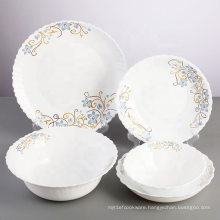 High Quality Hotel Restaurant Opal Glass Deep Plate Tableware Sets White Porcelain Dinnerware Set